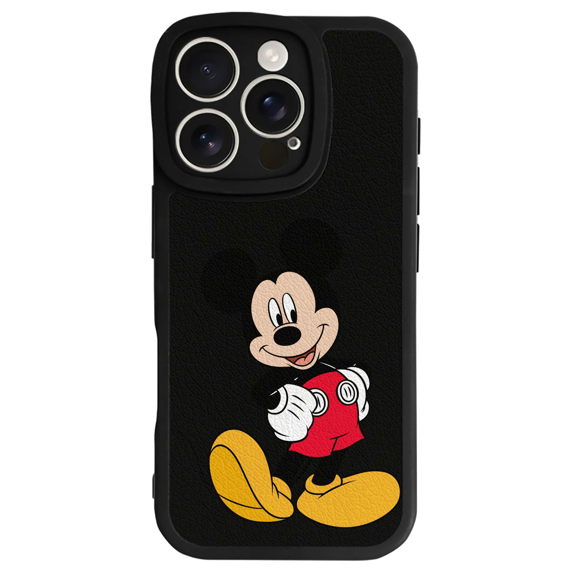 （画像用） ミッキーマウス Mickey Mouse 【iPhone 16シリーズ対応】シリコンスマホケース（レザー調） 材質：シリコン